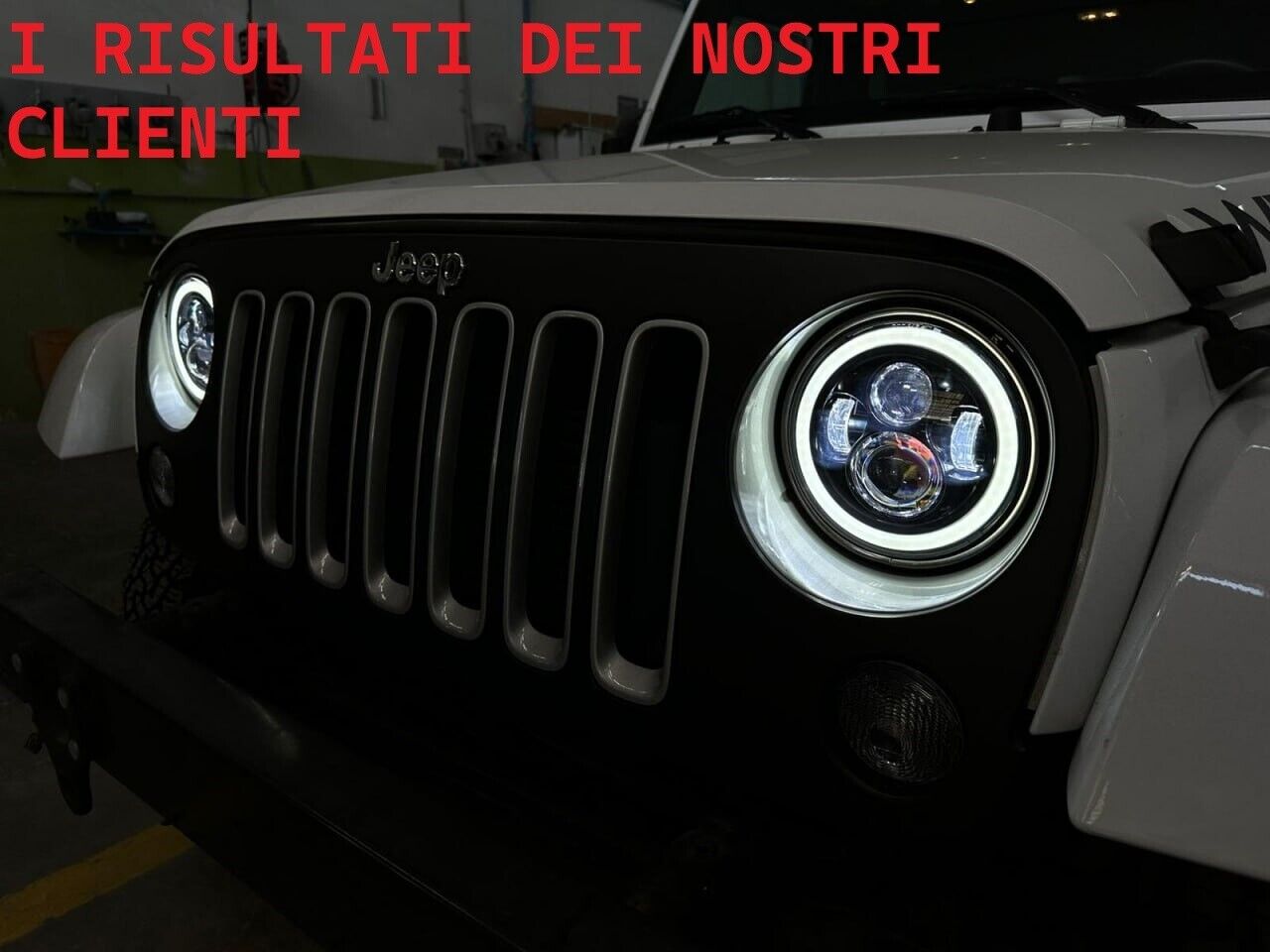ROUND FRONT HEADLIGHTS DRL 7" ANGEL EYES SUITABLE FOR JEEP WRANGLER