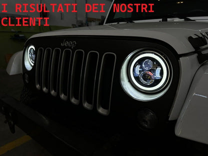 ROUND FRONT HEADLIGHTS DRL 7" ANGEL EYES SUITABLE FOR JEEP WRANGLER