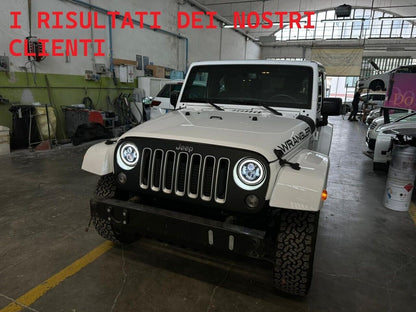 ROUND FRONT HEADLIGHTS DRL 7" ANGEL EYES SUITABLE FOR JEEP WRANGLER