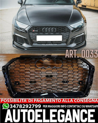 GRIGLIA ADATTA PER AUDI A3 8V 2017-2020 LOOK RS3 LOOK NERO LUCIDA 0033