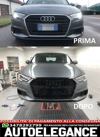 GRIGLIA ADATTA PER AUDI A3 8V 2017-2020 LOOK RS3 LOOK NERO LUCIDA 0033