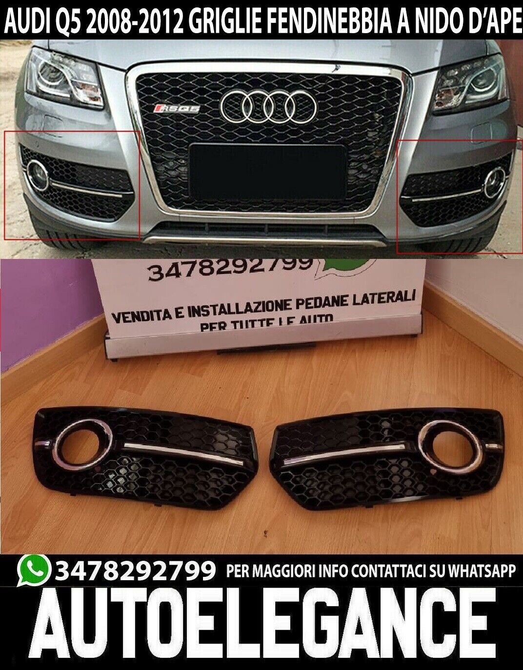 RSQ5 HONEYCOMB FOG LIGHT GRILLS SUITABLE FOR AUDI Q5 8R 2008-2012 ART 0516