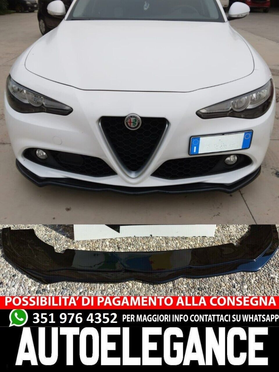 SPLITTER ADATTO PER ALFA ROMEO GIULIA STANDARD - SUPER - NERO LUCIDO