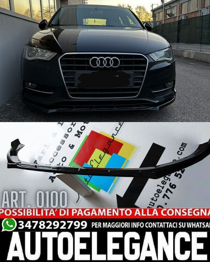 SPLITTER SUITABLE FOR AUDI A3 8V 2012-2016 STANDARD SLINE LOOK GLOSSY BLACK