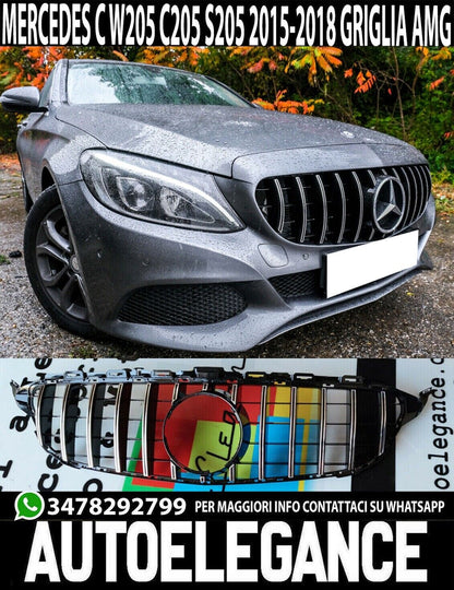 Griglia panamericana telecamera adatta per mercedes classe c w205 12-18 cromata
