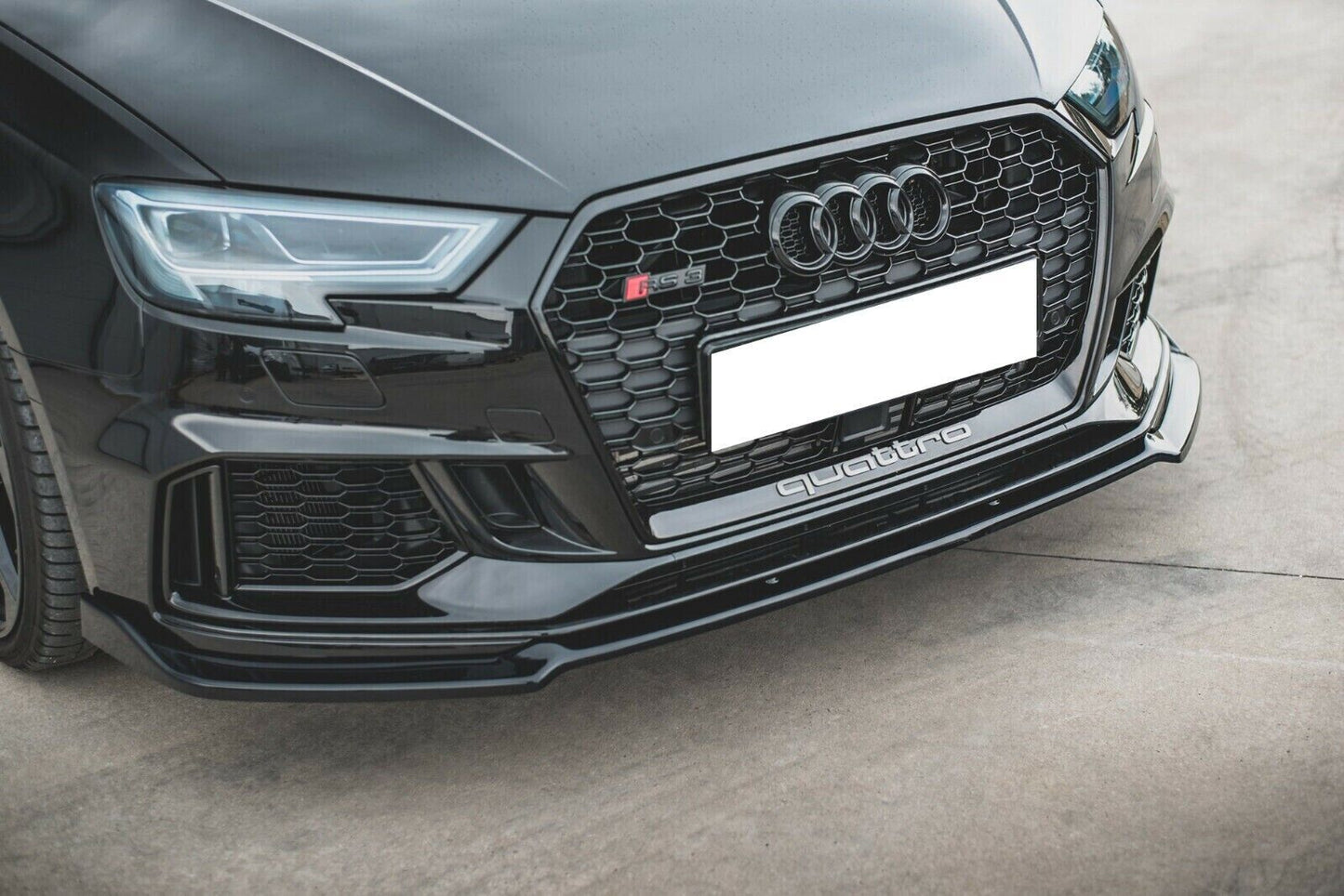 SPLITTER SOTTO PARAURTI ADATTO PER AUDI A3 8V 2017+ RS3 ABS LOOK NERO LUCIDO
