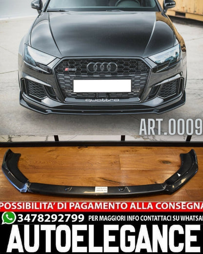 SPLITTER SOTTO PARAURTI ADATTO PER AUDI A3 8V 2017+ RS3 ABS LOOK NERO LUCIDO