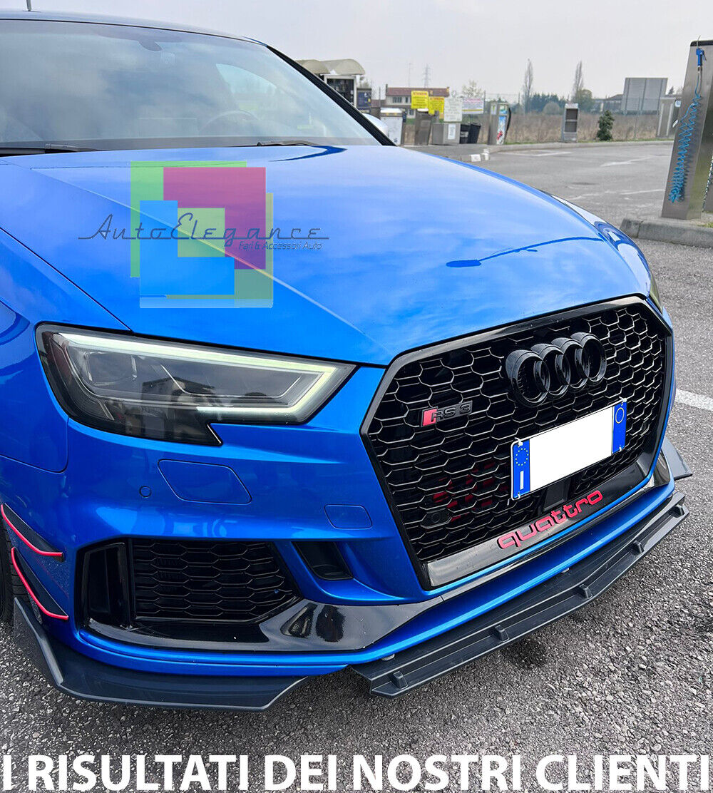 AUDI A3 8V SPORTBACK RS3 2016+ FRONT BUMPER SPLITTER GLOSS BLACK RS LOOK