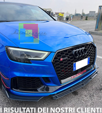 AUDI A3 8V SPORTBACK RS3 2016+ FRONT BUMPER SPLITTER GLOSS BLACK RS LOOK