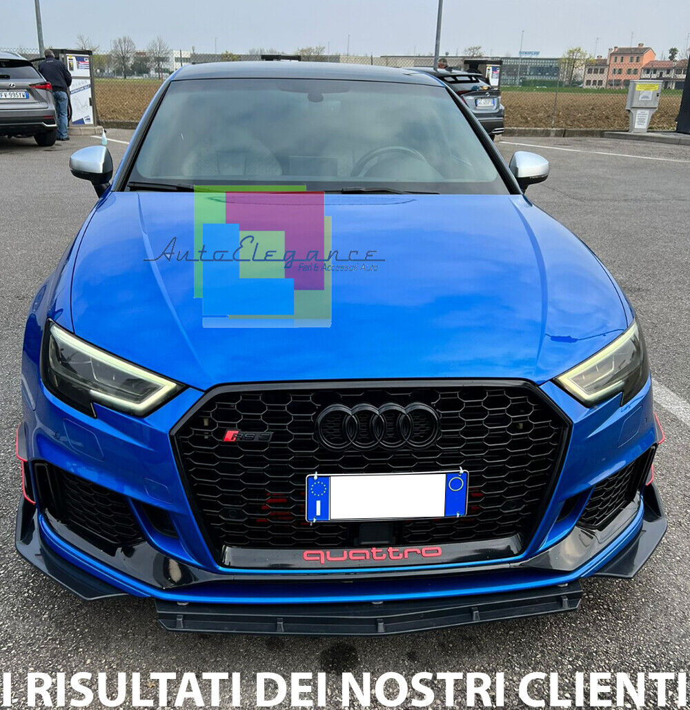 AUDI A3 8V SPORTBACK RS3 2016+ FRONT BUMPER SPLITTER GLOSS BLACK RS LOOK