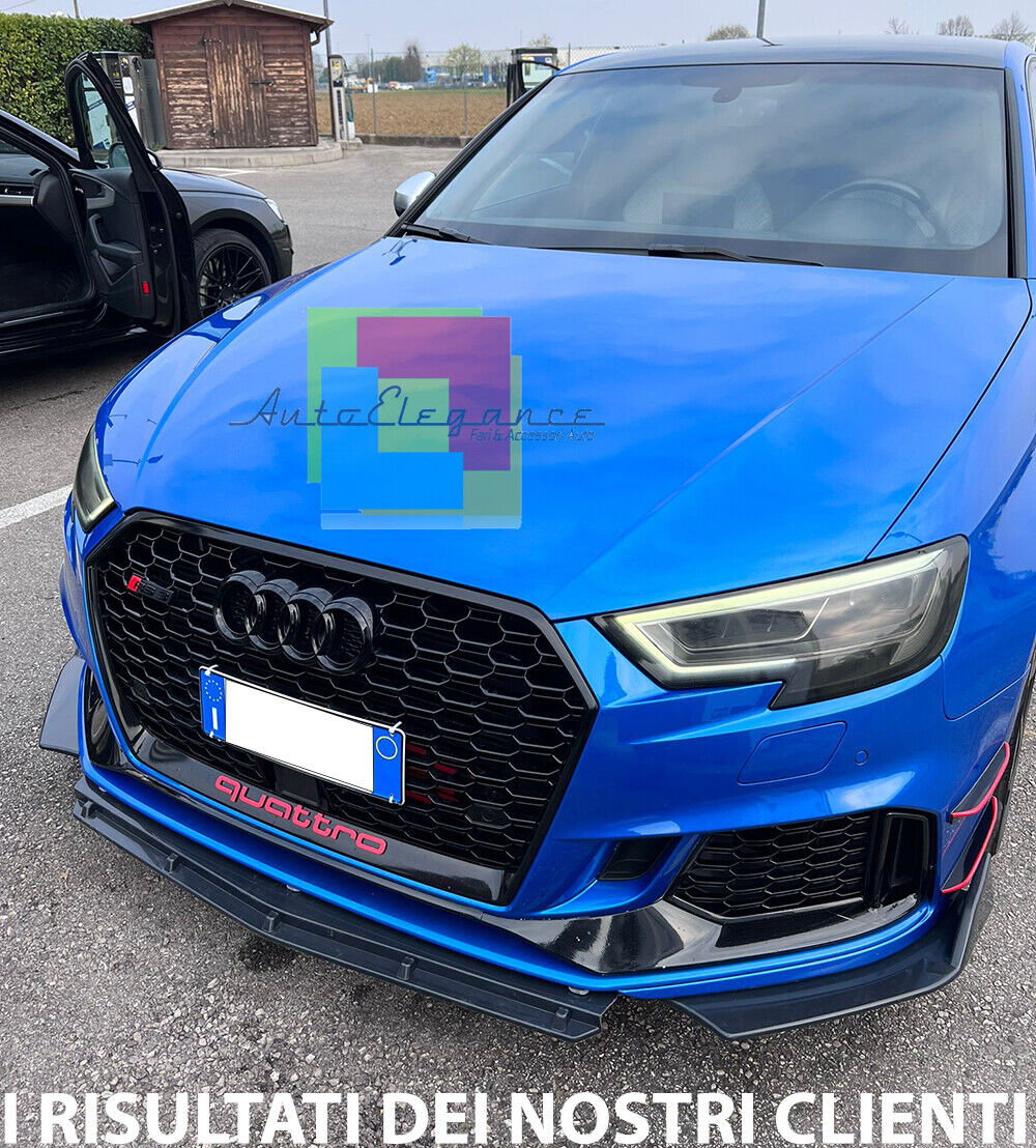 AUDI A3 8V SPORTBACK RS3 2016+ FRONT BUMPER SPLITTER GLOSS BLACK RS LOOK