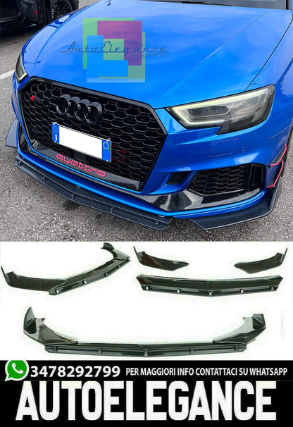 AUDI A3 8V SPORTBACK RS3 2016+ FRONT BUMPER SPLITTER GLOSS BLACK RS LOOK