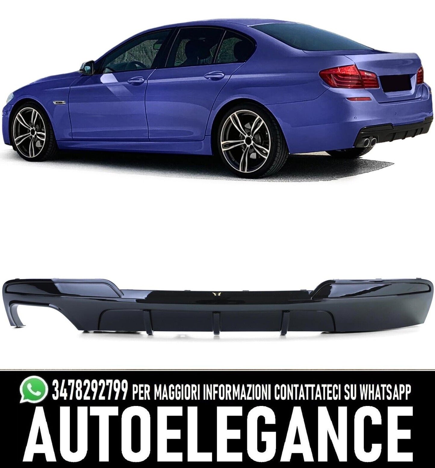 Diffusore posteriore Performance Nero lucido adatto per BMW Serie 5 F10 F11 520