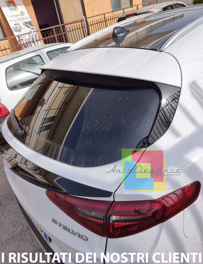 SPOILER COFANO ADATTA A ALFA ROMEO STELVIO SPORTIVO IN ABS NERO LUCIDO VELOCE ..
