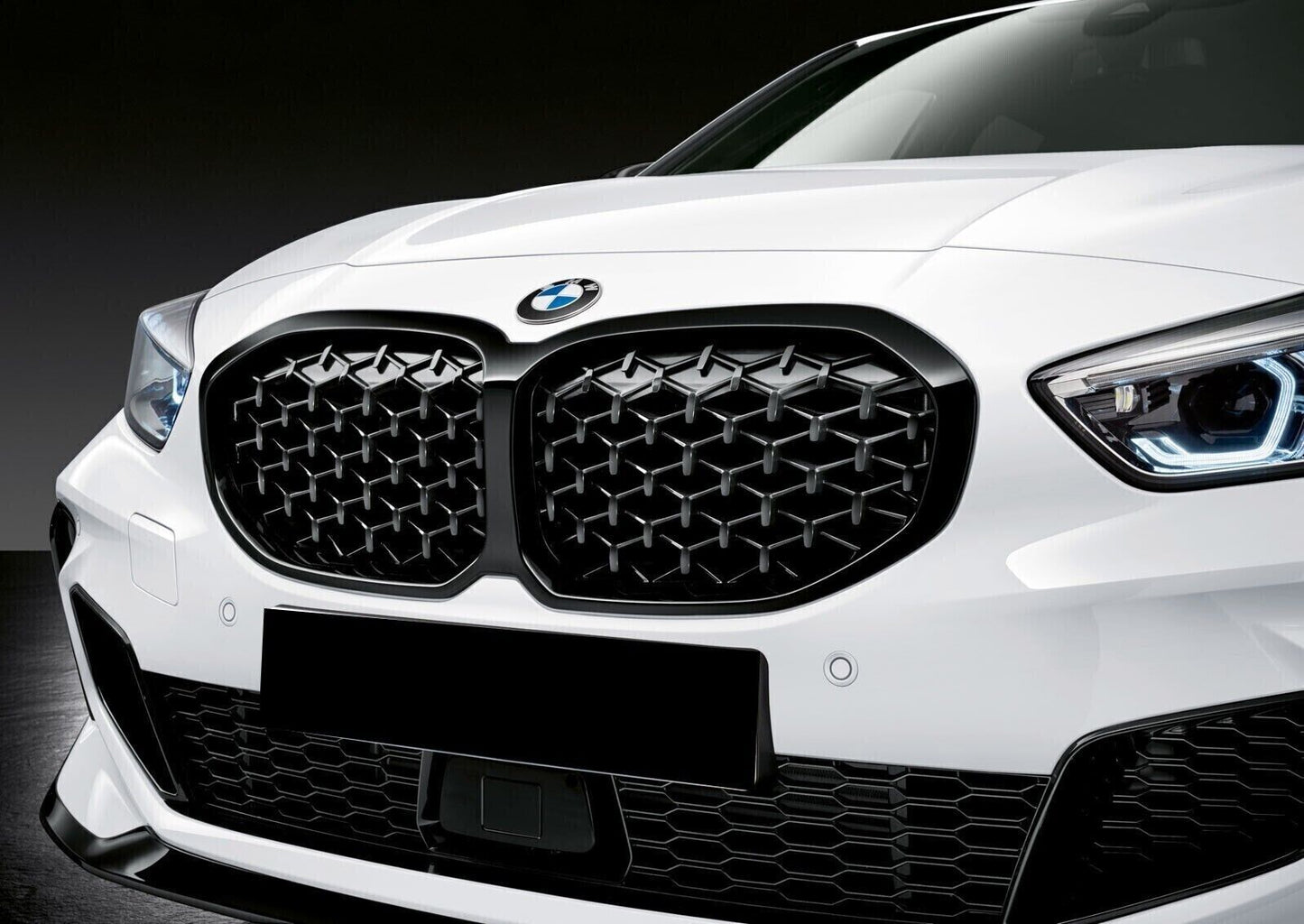 💎GRIGLIA ADATTA PER BMW SERIE 1 F40 LOOK M PERFORMANCE DESIGN NERA DIAMANTATA💎
