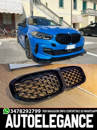 💎GRIGLIA ADATTA PER BMW SERIE 1 F40 LOOK M PERFORMANCE DESIGN NERA DIAMANTATA💎