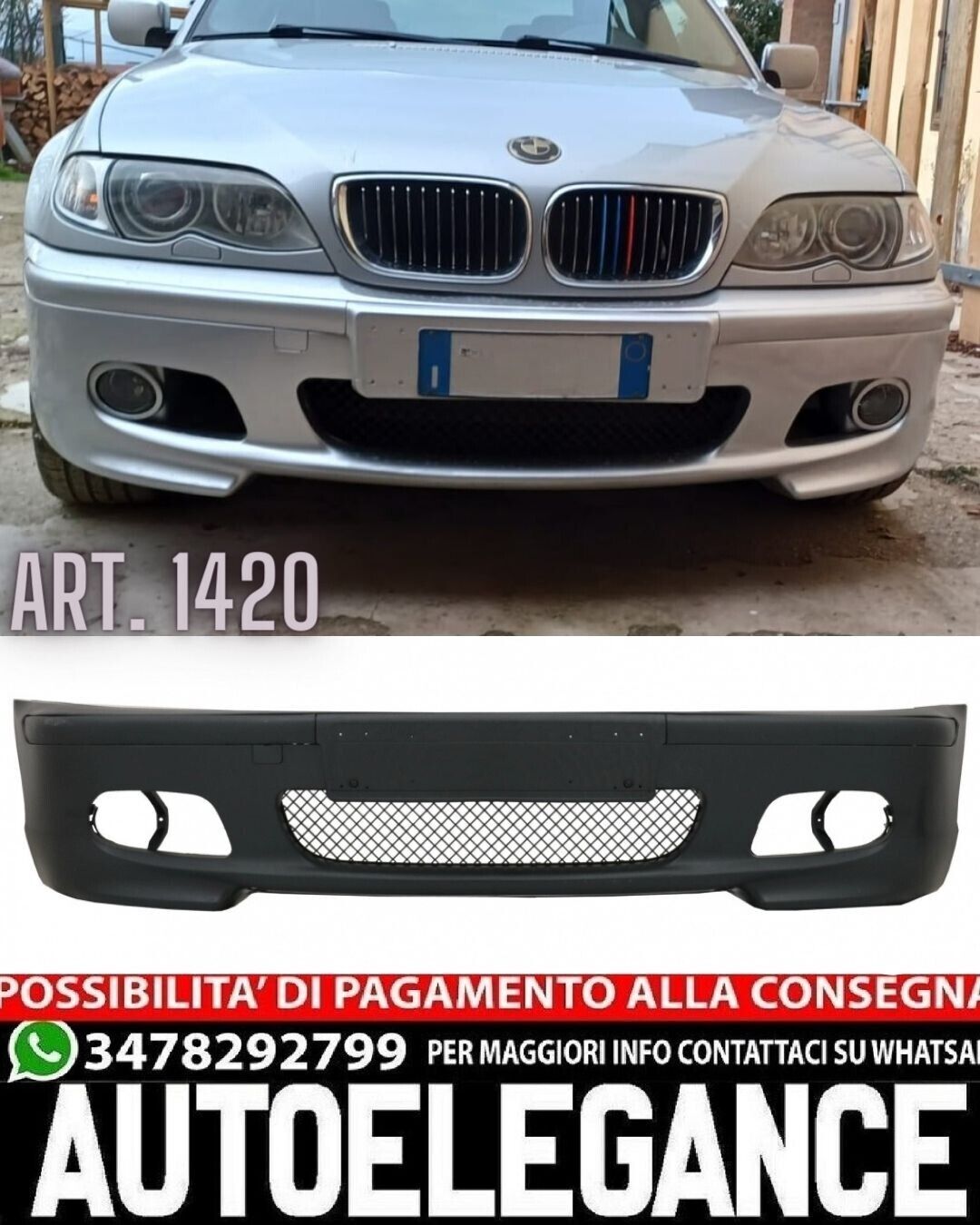 FRONT BUMPER SUITABLE FOR BMW 3 SERIES E46 SEDAN 1997-2006 SPORTY LOOK