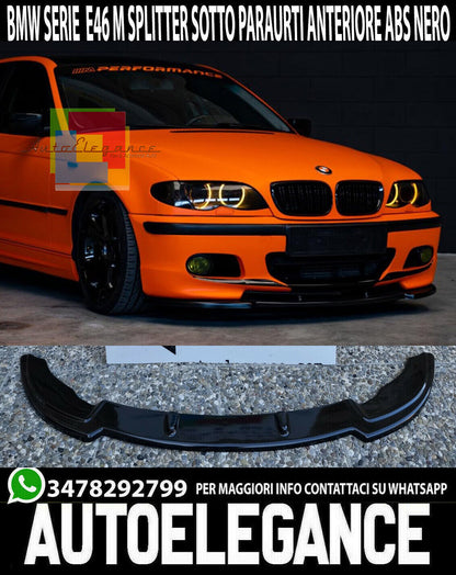 BMW 3 SERIES E46 M3 FRONT BUMPER SPLITTER BLADE ABS GLOSS BLACK .V.