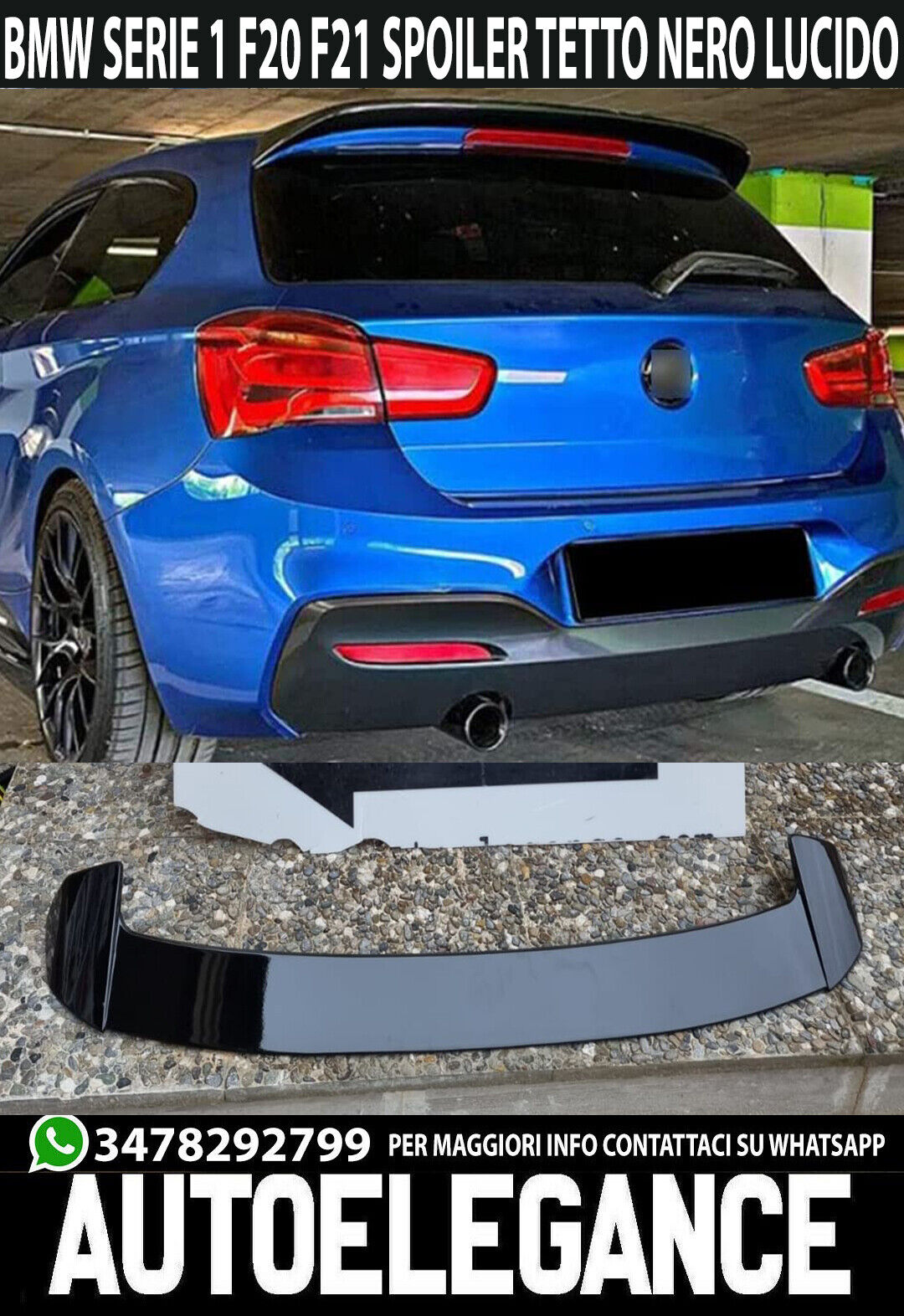 BMW 1 SERIES F20 F21 2011-2019 M SPORT GLOSS BLACK ROOF REAR SPOILER 05