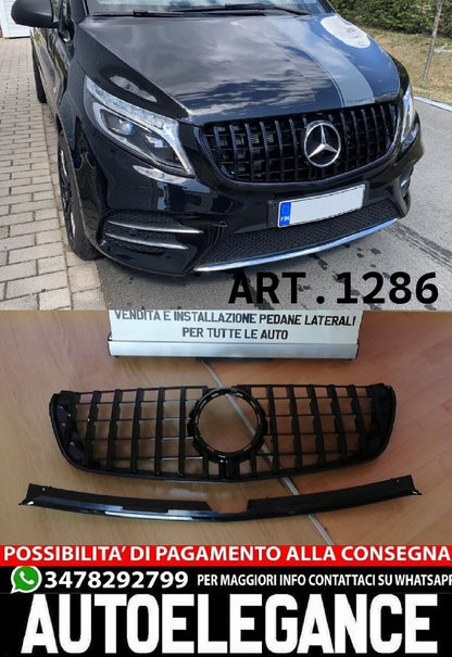 ✨GRIGLIA ADATTA PER MERCEDES CLASSE V W447 2014-2019 AMG LOOK GT NERO LUCIDO✨