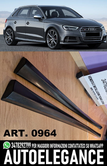 😍MINIGONNE LATERALI PER AUDI A3 8V SPORTBACK IN ABS GREZZO LOOK S3 SLINE😍