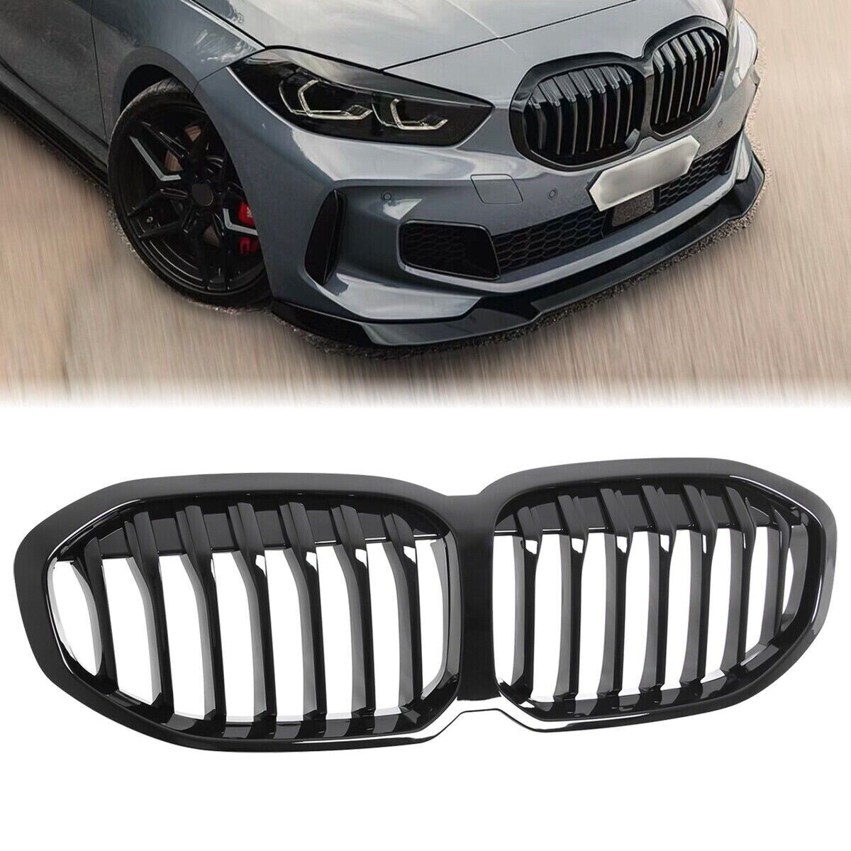 RADIATOR GRILLE KIDNEY GRILLE GLOSS BLACK SINGLE BRIDGE FOR BMW 1 SERIES F40 5