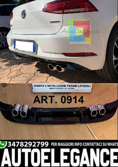 DIFFUSORE ADATTO PER VW GOLF 7.5 LOOK RLINE TERMINALI 2+2 (LISCIO)