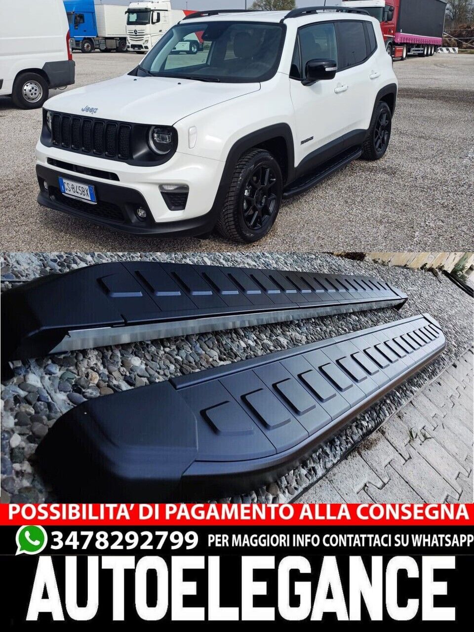PEDANE LATERALI ADATTE PER JEEP RENEGADE DESIGN SPORTIV LOOK NERO
