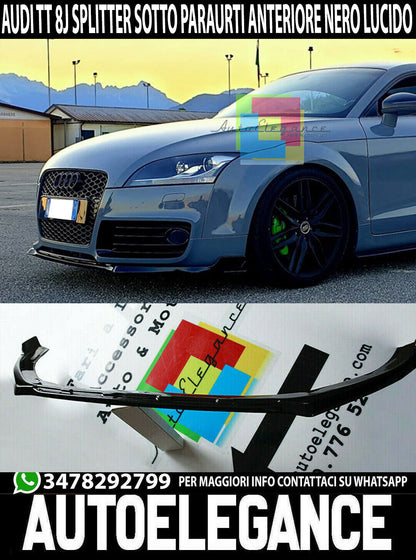 FRONT BUMPER BLADE FOR AUDI TT 8J ABS GLOSS BLACK LIP SPLITTER ..-