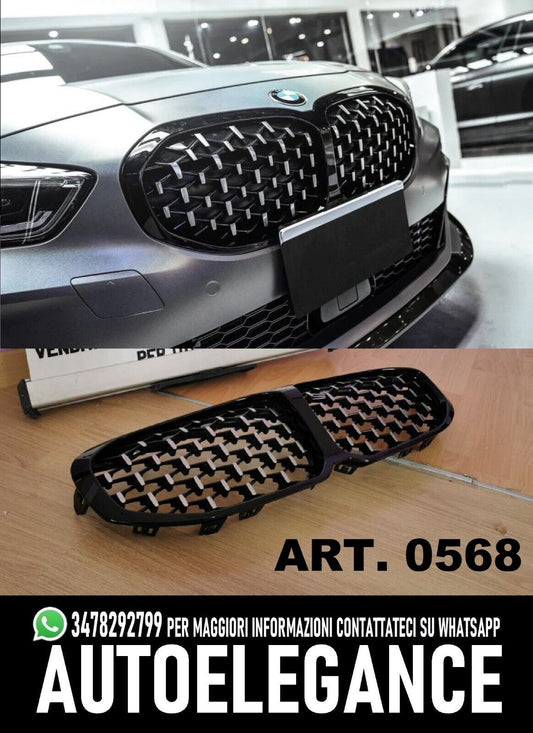GRIGLIA ANTERIORE PER BMW SERIE 1 F40 LOOK M PERFORMANCE SATINATA DIAMANTATA