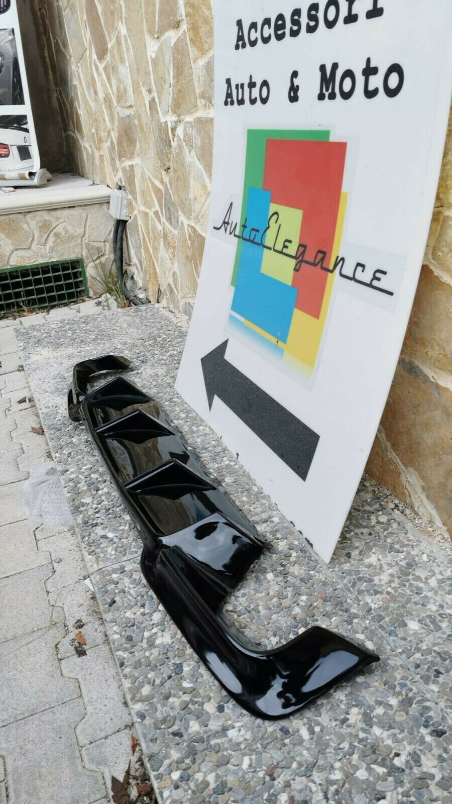 DIFFUSORE ADATTO PER BMW SERIE 5 F10 F11 LOOK M5 VORSTAINER NERO LUCIDO