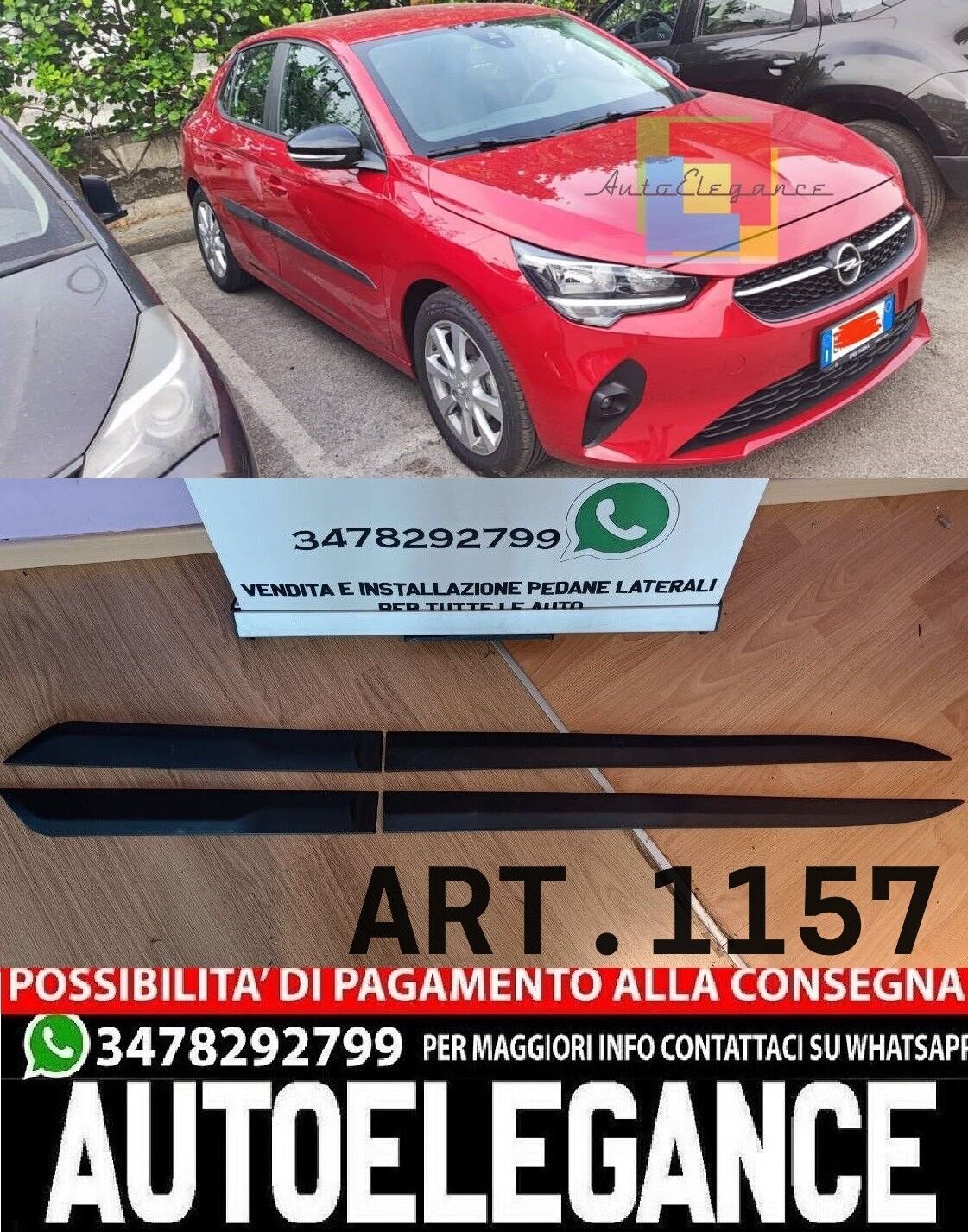 PARACOLPI UNIVERSALI 4 PEZZI ADATTI PER OPEL CORSA F NERO OPACO 160CM-,-