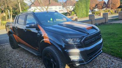 HOOD AIR INTAKE SUITABLE FOR FORD RANGER T6 T7 T8 2015-2022 WILDTRACK LOOK BLACK