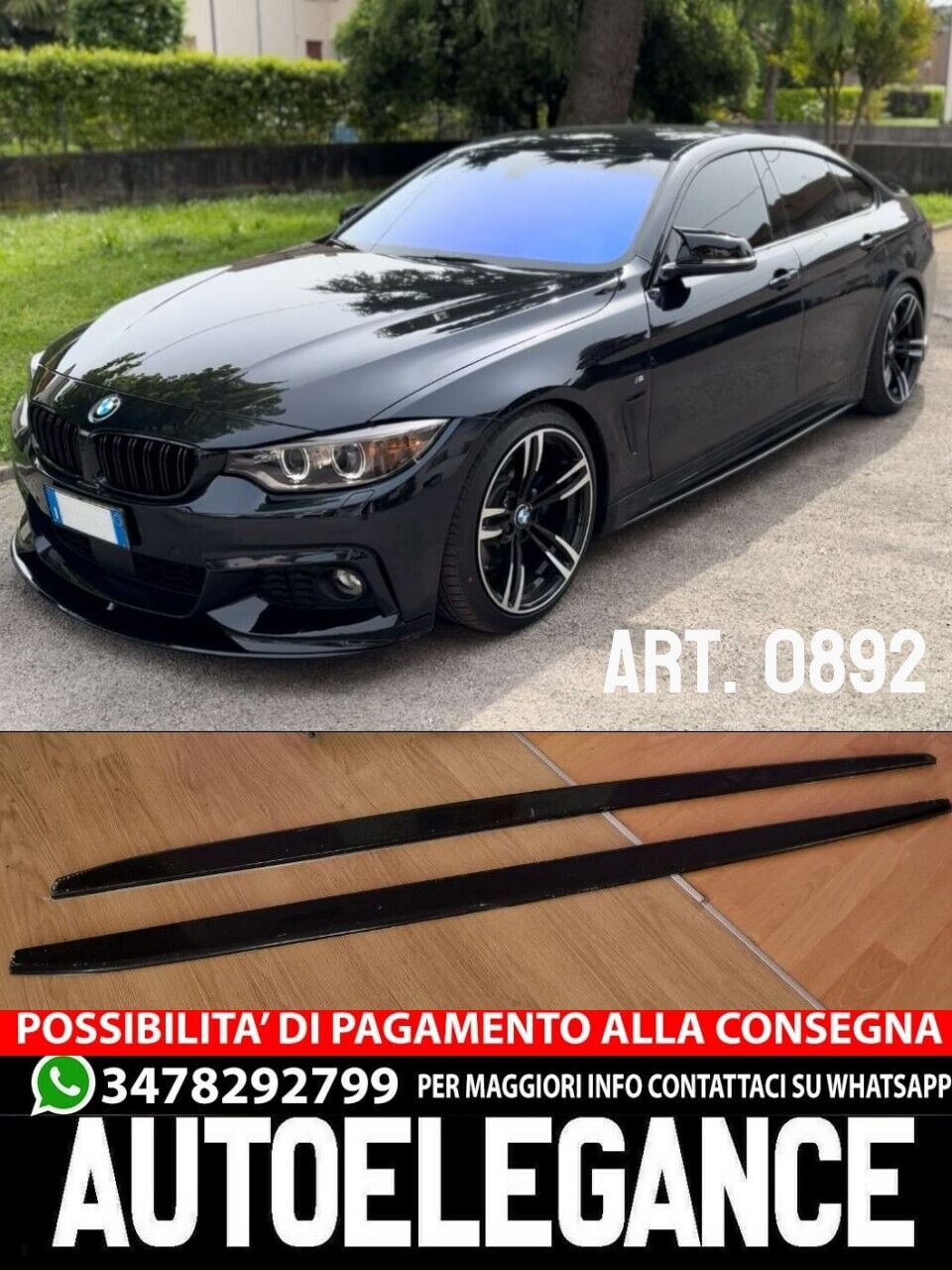 SOTTO MINIGONNE LATERALI ABS NERO ADATTE PER BMW SERIE 3 e92 e93 coupe cabrio