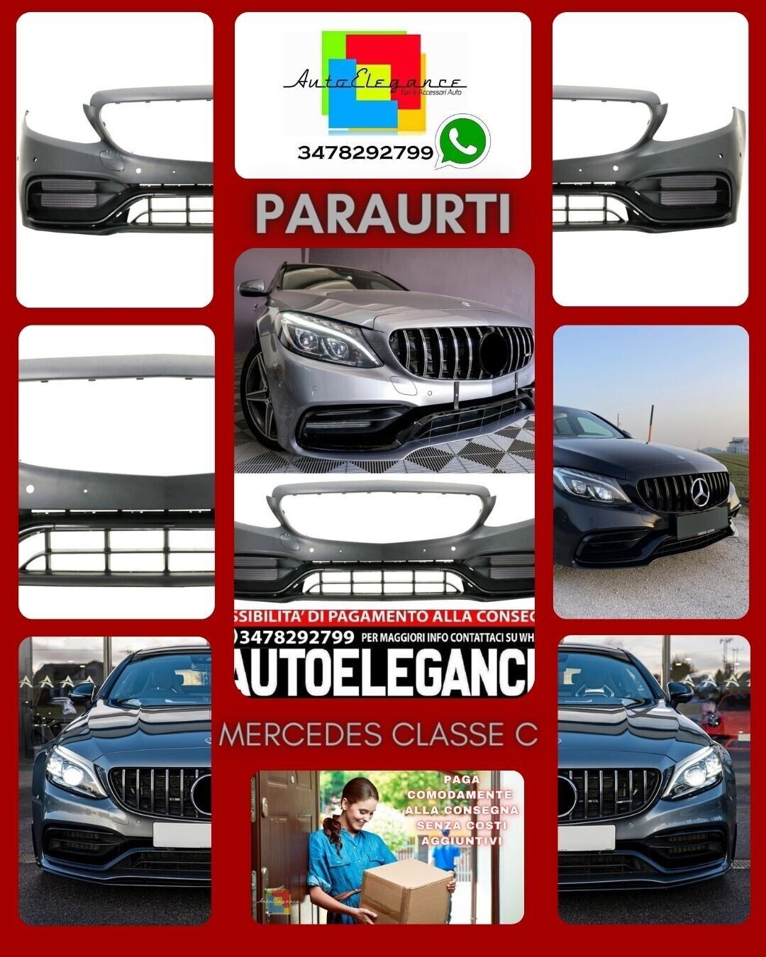 PARAURTI ANTERIORE ADATTO PER MERCEDES-BENZ CLASSE C W205 2019-2021 LOOK C63