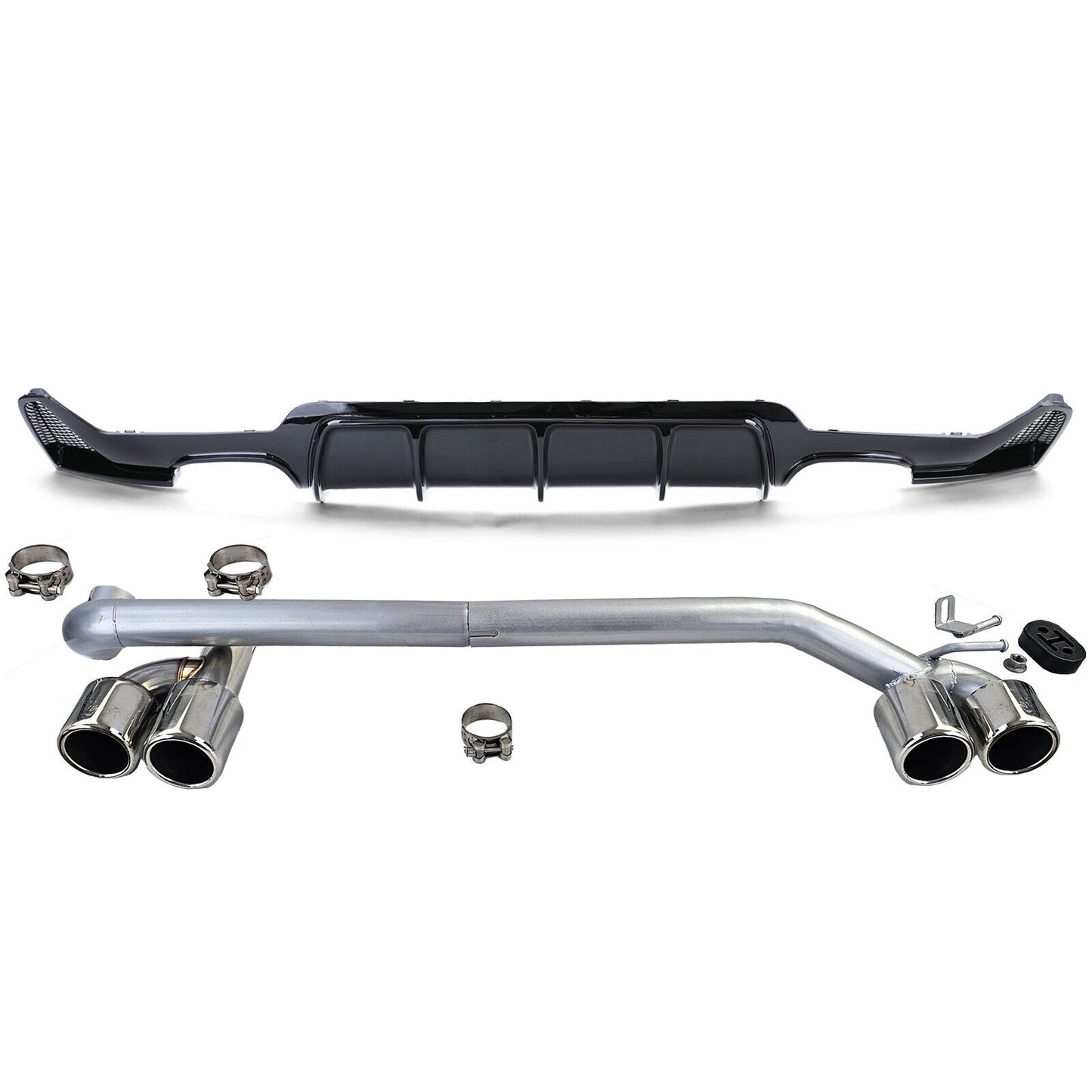Glossy Rear Diffuser + Sporty Look Exhaust Tip Suitable for BMW 