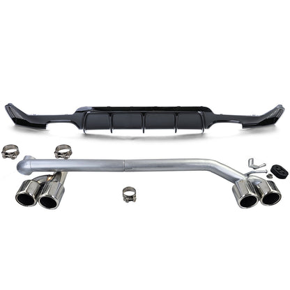 Glossy Rear Diffuser + Sporty Look Exhaust Tip Suitable for BMW 