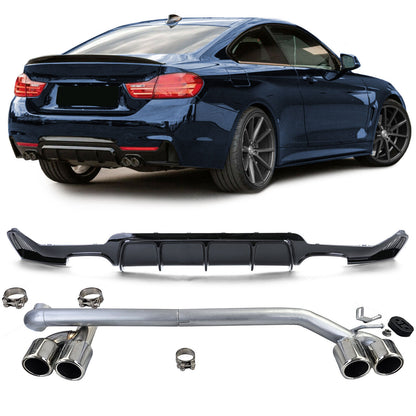 Glossy Rear Diffuser + Sporty Look Exhaust Tip Suitable for BMW 