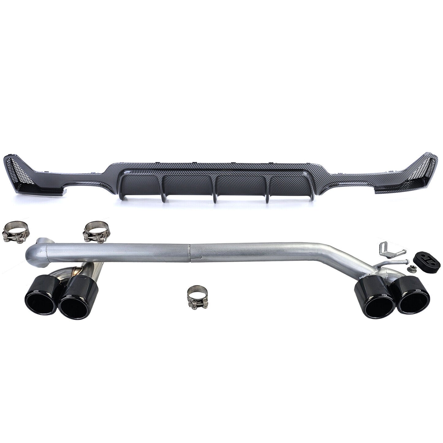 Glossy Rear Diffuser + Sporty Look Exhaust Tip Suitable for BMW 