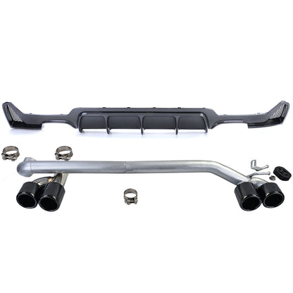 Glossy Rear Diffuser + Sporty Look Exhaust Tip Suitable for BMW 
