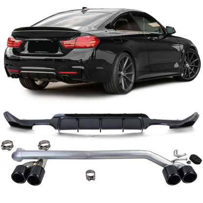 Glossy Rear Diffuser + Sporty Look Exhaust Tip Suitable for BMW 
