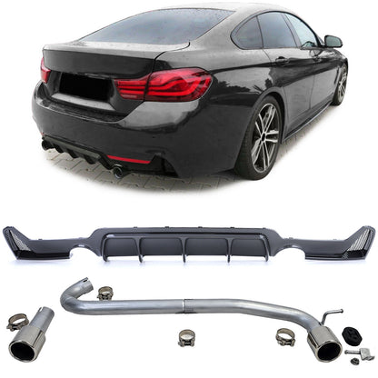 Diffusore posteriore in carbonio + terminale di scarico look 440 adatto per BMW F32 F33 F36 425 428 430