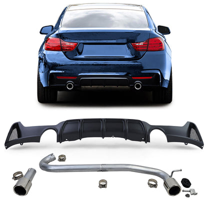 Carbon rear diffuser + 440 look exhaust pipe suitable for BMW 