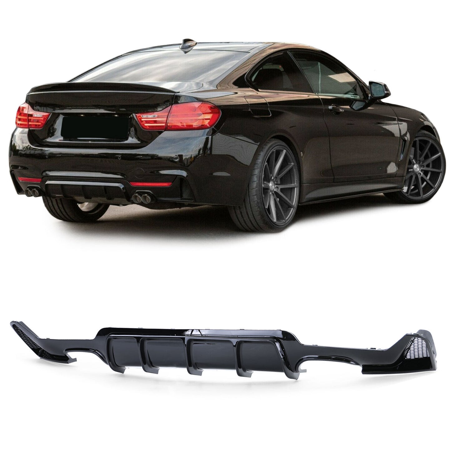 Diffusore posteriore performance lucido doppio tubo adatto per BMW SERIE 4