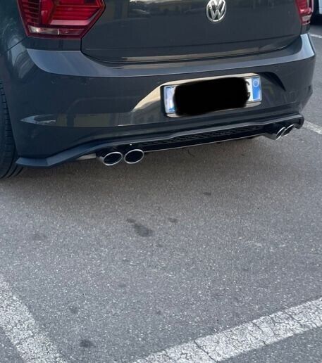VW POLO AW1 DIFFUSORE POSTERIORE SOTTO PARAURTI QUATTRO TERMINALI ABS NERO ..-