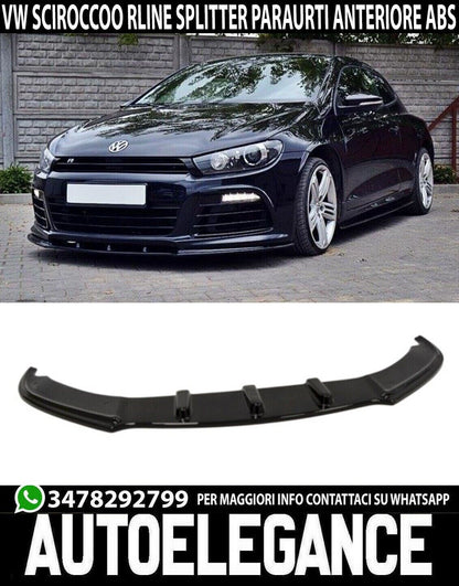 FRONT SPLITTER GLOSSY BLACK ABS SUITABLE FOR VW SCIROCCO RLINE 