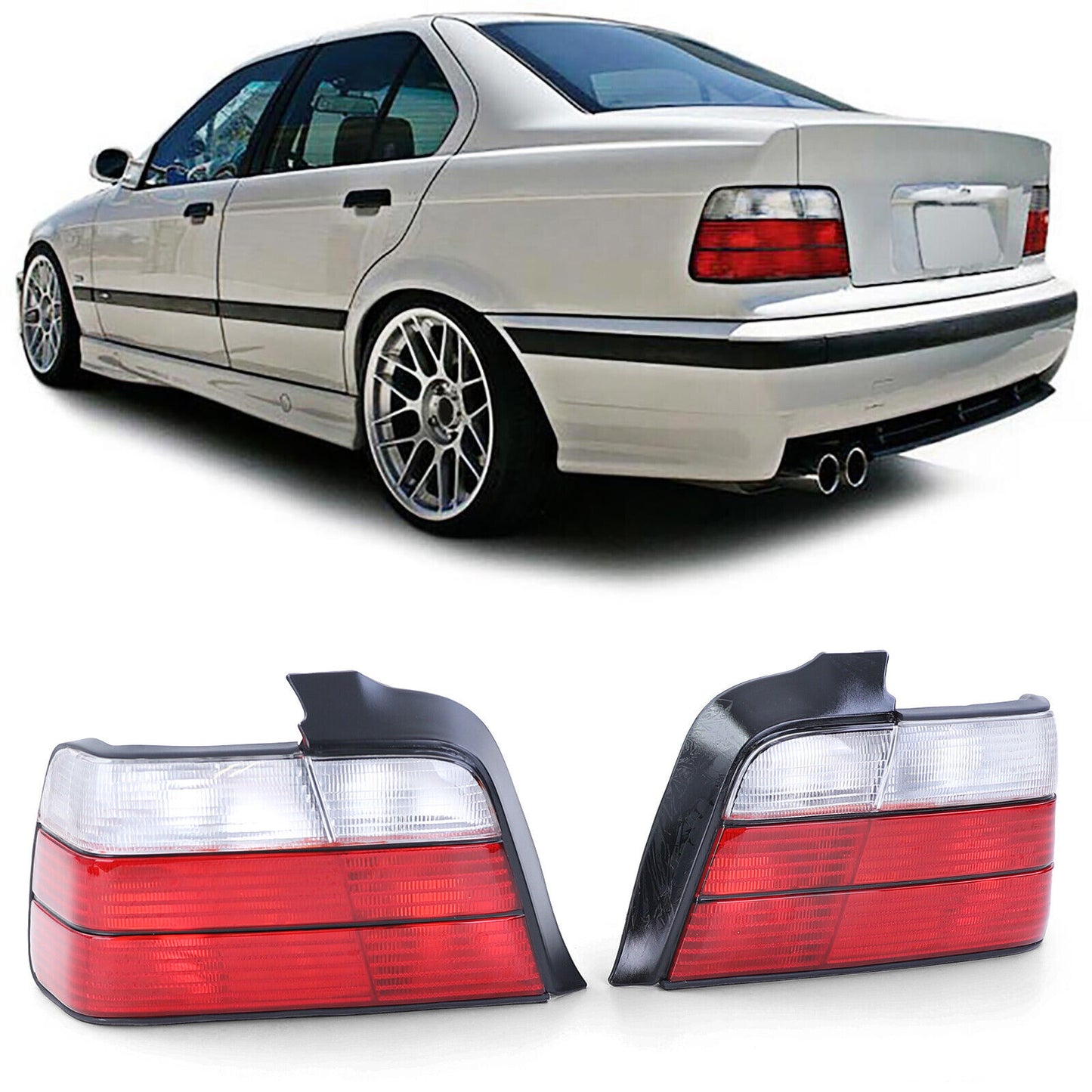 Fanali posteriori rosso bianco adatti per BMW Serie 3 E36 Berlina 90-98