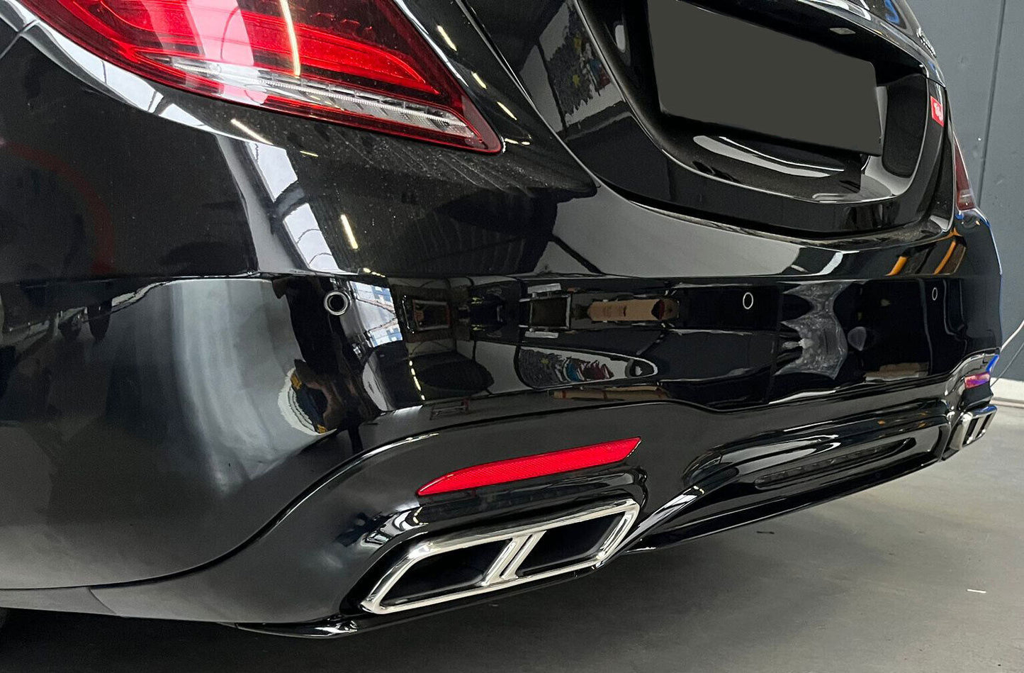 Diffuser + Bumper Exhaust (CHROME) S65 AMG OPTIC for Mercedes S-KL. W222 Facelift 