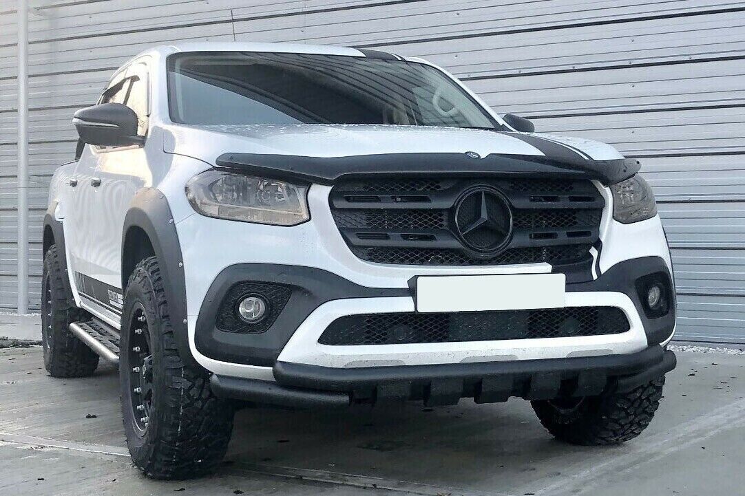 MATT BLACK BULLBAR FOR MERCEDES X CLASS W470 TIGER LOOK TUBULAR STAINLESS STEEL 90MM