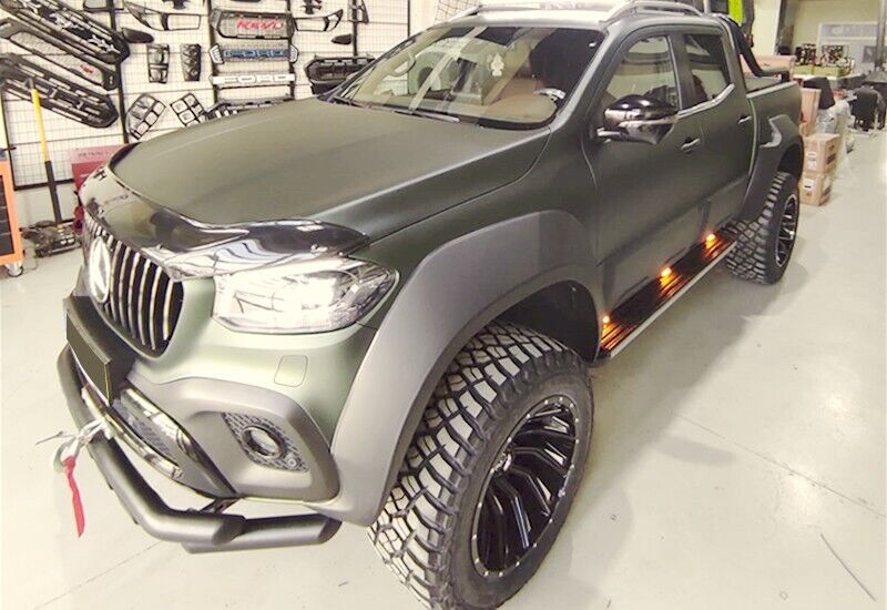 MATT BLACK BULLBAR FOR MERCEDES X CLASS W470 TIGER LOOK TUBULAR STAINLESS STEEL 90MM